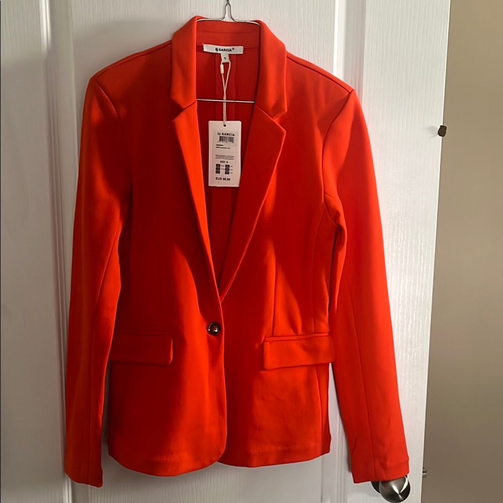 Garcia Orange Blazer Structured Knit Suit Jacket - Small